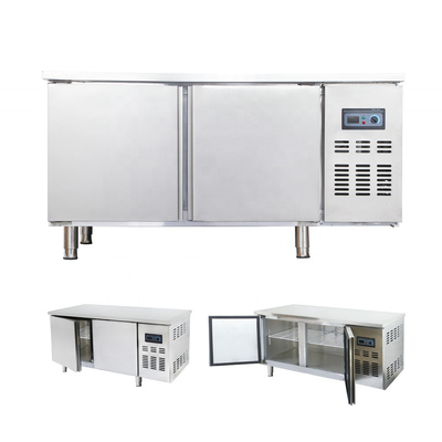 Double-temperature Aoleisen All Copper 2 Door Manual Defrost Stainless Steel Commercial Kitchen Refrigerator and Freezer Under Counter Fridge